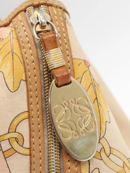 LOEWE Backpack Canvas Leather Beige Gold Auth BA8695 main image 2